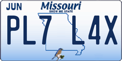 MO license plate PL7L4X