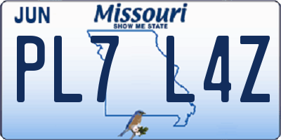 MO license plate PL7L4Z