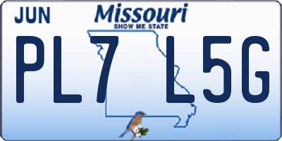 MO license plate PL7L5G