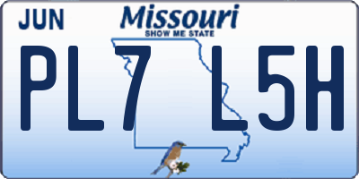 MO license plate PL7L5H