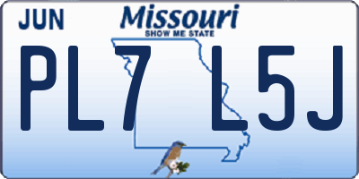 MO license plate PL7L5J