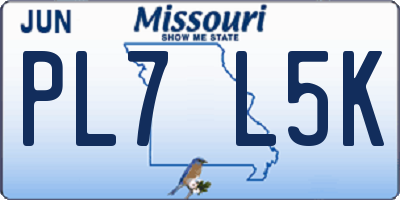 MO license plate PL7L5K