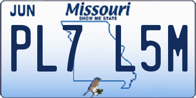 MO license plate PL7L5M