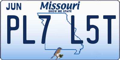 MO license plate PL7L5T