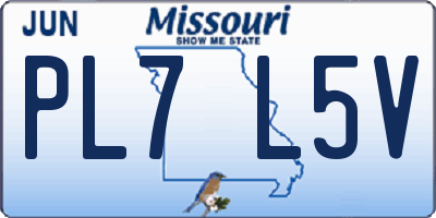 MO license plate PL7L5V