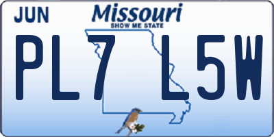 MO license plate PL7L5W