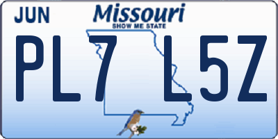 MO license plate PL7L5Z