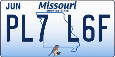 MO license plate PL7L6F
