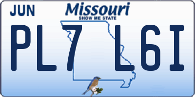 MO license plate PL7L6I