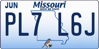 MO license plate PL7L6J