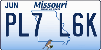 MO license plate PL7L6K