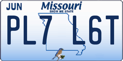 MO license plate PL7L6T