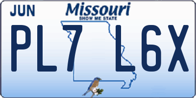 MO license plate PL7L6X