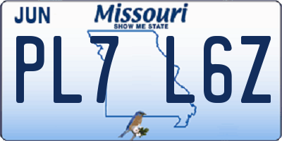 MO license plate PL7L6Z