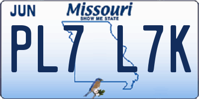 MO license plate PL7L7K