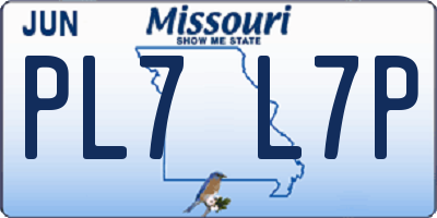 MO license plate PL7L7P