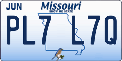 MO license plate PL7L7Q