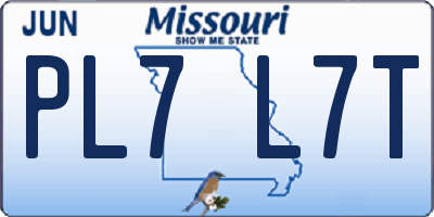 MO license plate PL7L7T