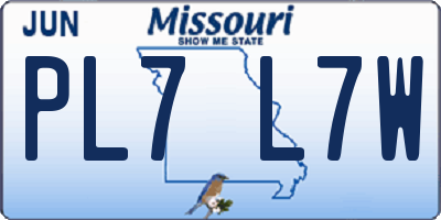 MO license plate PL7L7W