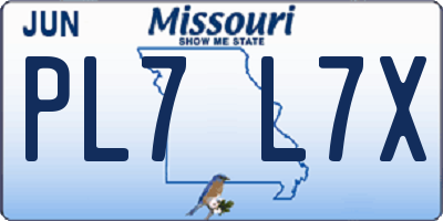 MO license plate PL7L7X