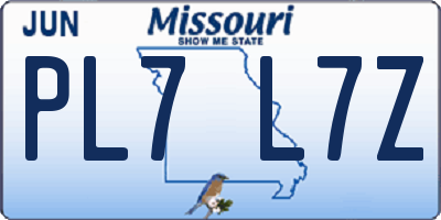MO license plate PL7L7Z