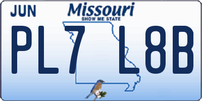 MO license plate PL7L8B