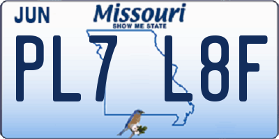MO license plate PL7L8F