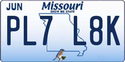 MO license plate PL7L8K