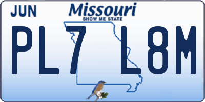 MO license plate PL7L8M
