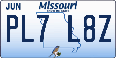 MO license plate PL7L8Z