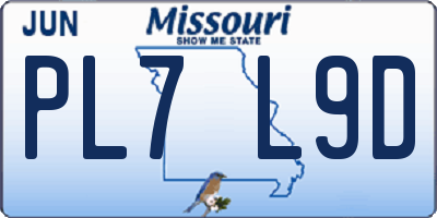 MO license plate PL7L9D