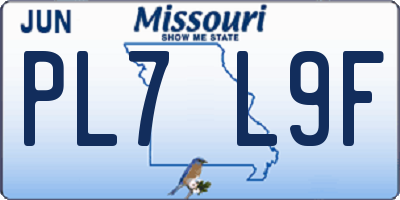 MO license plate PL7L9F