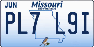 MO license plate PL7L9I