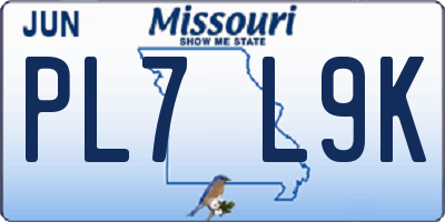 MO license plate PL7L9K