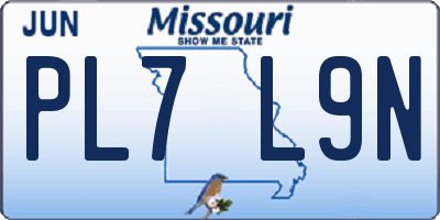 MO license plate PL7L9N