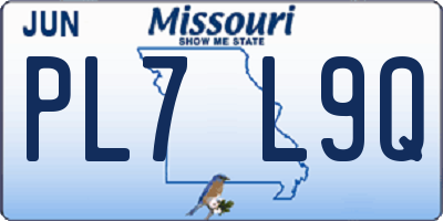 MO license plate PL7L9Q