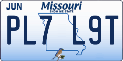 MO license plate PL7L9T