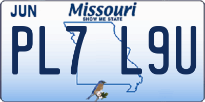 MO license plate PL7L9U