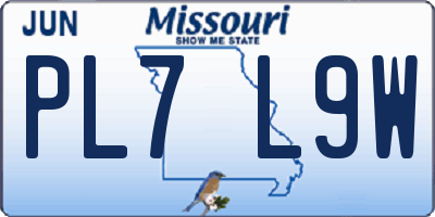 MO license plate PL7L9W