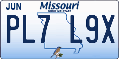 MO license plate PL7L9X