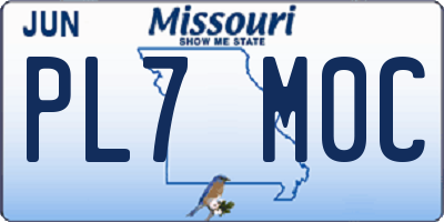 MO license plate PL7M0C