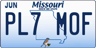 MO license plate PL7M0F