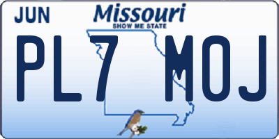 MO license plate PL7M0J