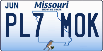 MO license plate PL7M0K