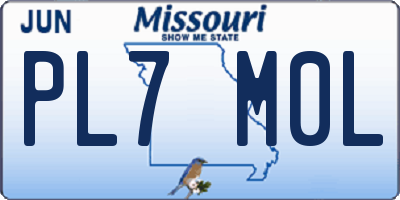 MO license plate PL7M0L