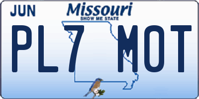 MO license plate PL7M0T