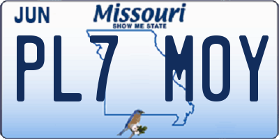 MO license plate PL7M0Y