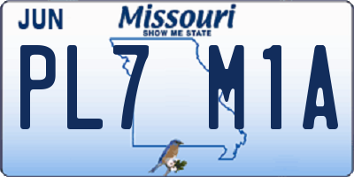 MO license plate PL7M1A
