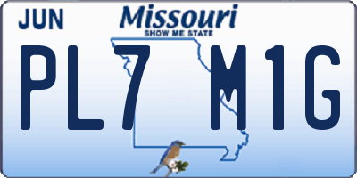 MO license plate PL7M1G