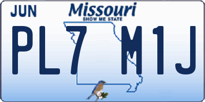 MO license plate PL7M1J